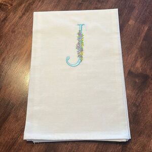 Embroidered DG Collections 100% Cotton 27"x27" Flour “J” Monogram Towel